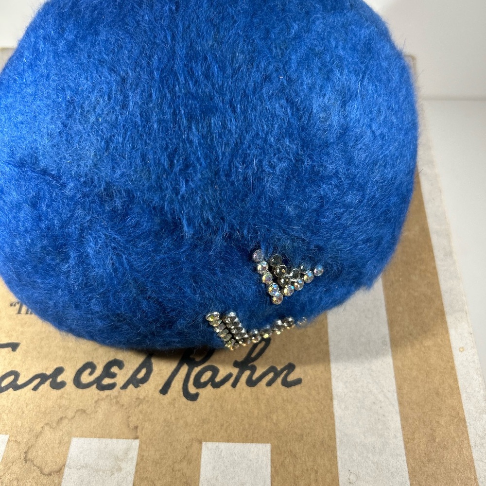 Blue Wool Beret with Rhinestone Accents - Picture 5 of 12